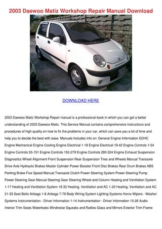 download DAEWOO MATIZ SPARK LECHI workshop manual