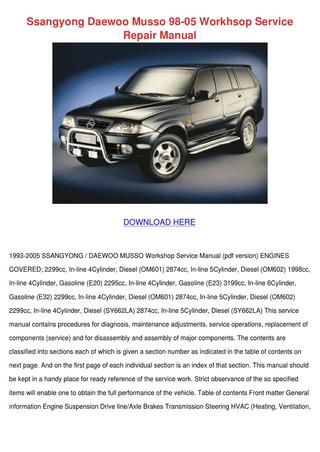 download DAEWOO SSANGYONG TICO able workshop manual