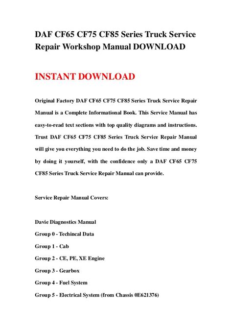 download DAF CF65 CF75 CF85 workshop manual