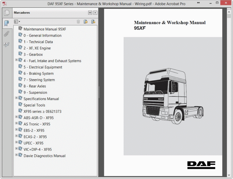 download DAF Truck 95 XF workshop manual