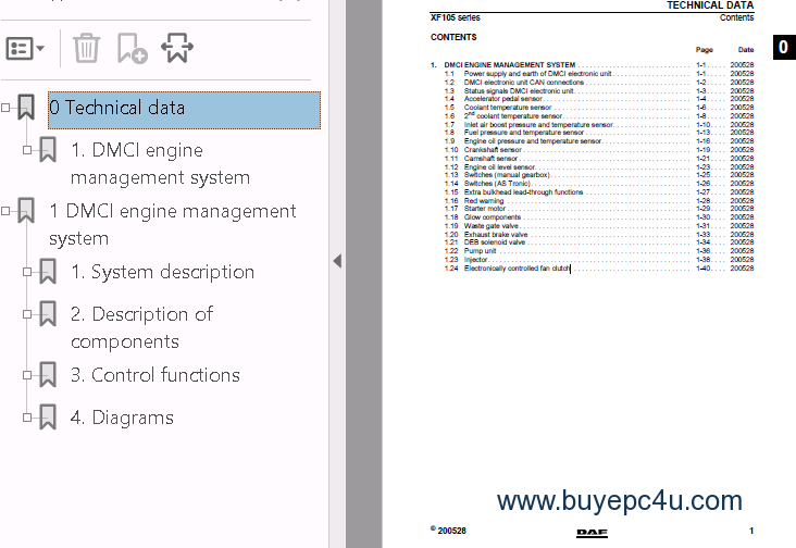 download DAF Truck XF105 DMCI Engine MANAGEMENT System workshop manual