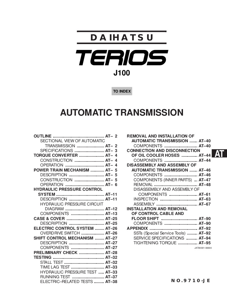 download DAIHATSU TERIOS J100 workshop manual