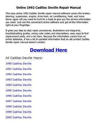 download DEVILLE workshop manual