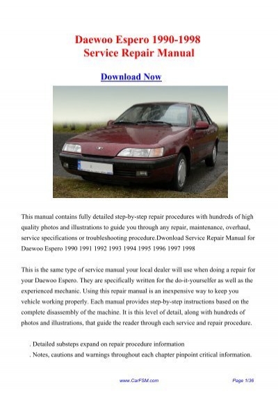 download Daewoo Espero workshop manual