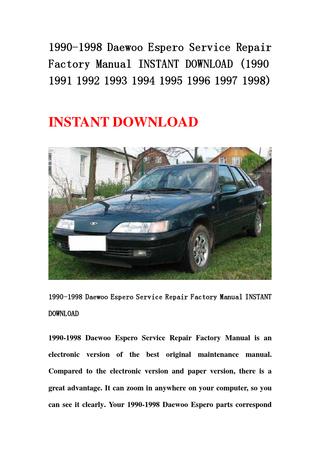 download Daewoo Espero workshop manual