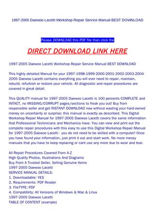 download Daewoo Lacetti workshop manual