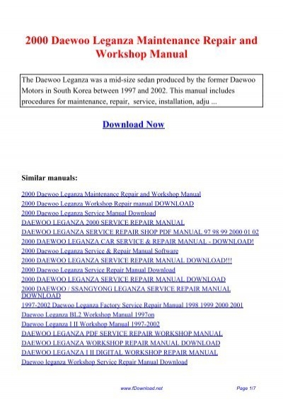 download Daewoo Leganza BL2 on workshop manual