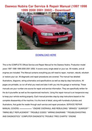 download Daewoo Leganza BL2 on workshop manual