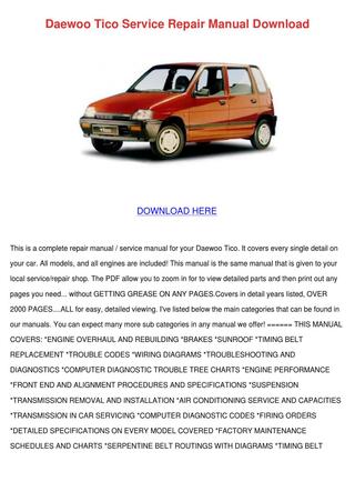 download Daewoo Tico workshop manual