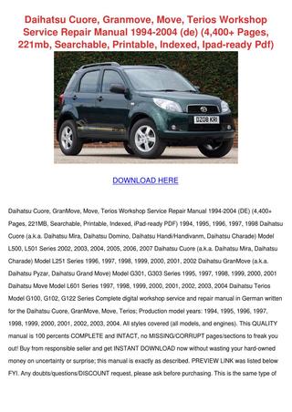 download Daihatsu Cuore L500 L501 workshop manual