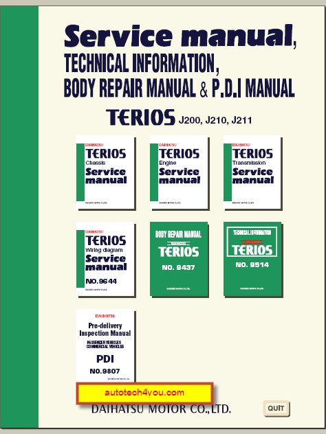 download Daihatsu Terios J200 J210 J211 workshop manual