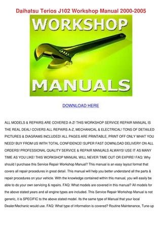 download Daihatsu Terios able workshop manual
