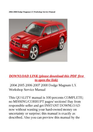 download Dodge Magnum LX Reapir workshop manual