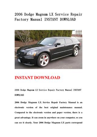 download Dodge Magnum LX workshop manual