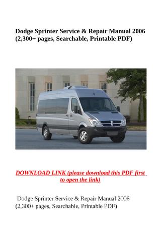 download Dodge Sprinter workshop manual