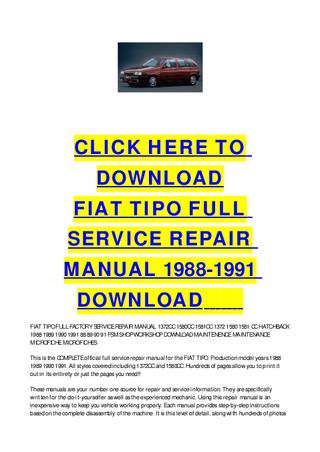 download FIAT TIPO 88 91 workshop manual