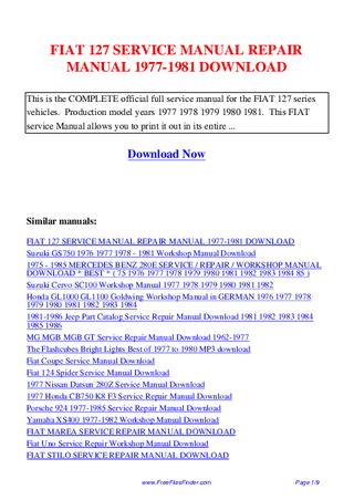 download Fiat 127 workshop manual