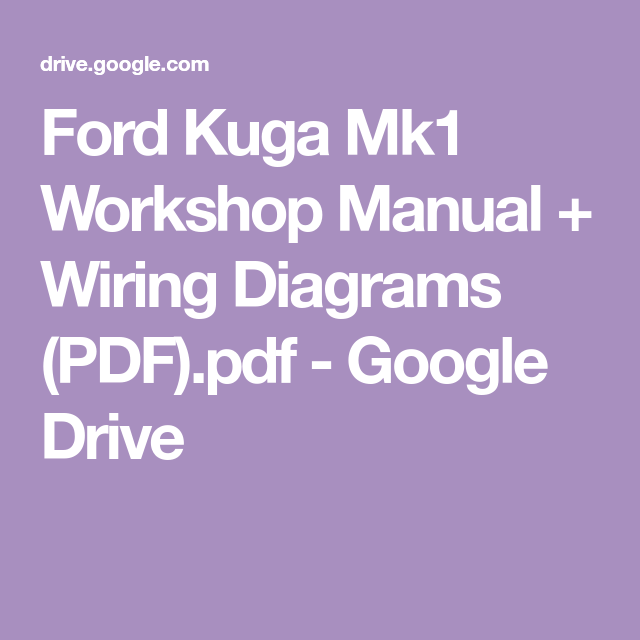 download Ford Kuga workshop manual