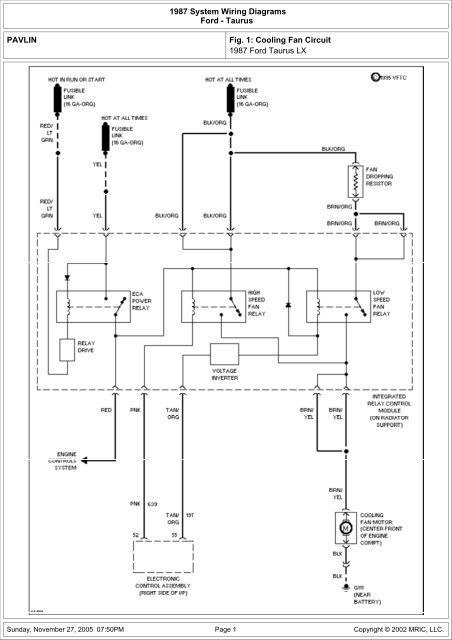 download Ford Taurus SHO Cooling Fan Circuit System able workshop manual