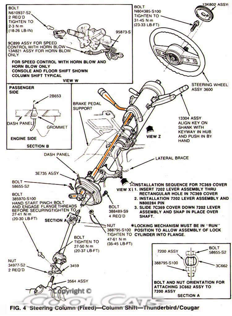 download Ford Thunderbird Cougar Steering Column Removal workshop manual