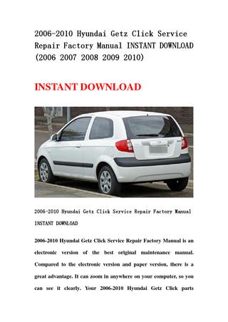 download HYUNDAI GETZ workshop manual