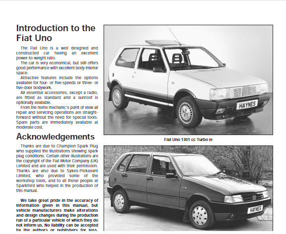 download Hatnes Fiat Uno DWONLOAD workshop manual