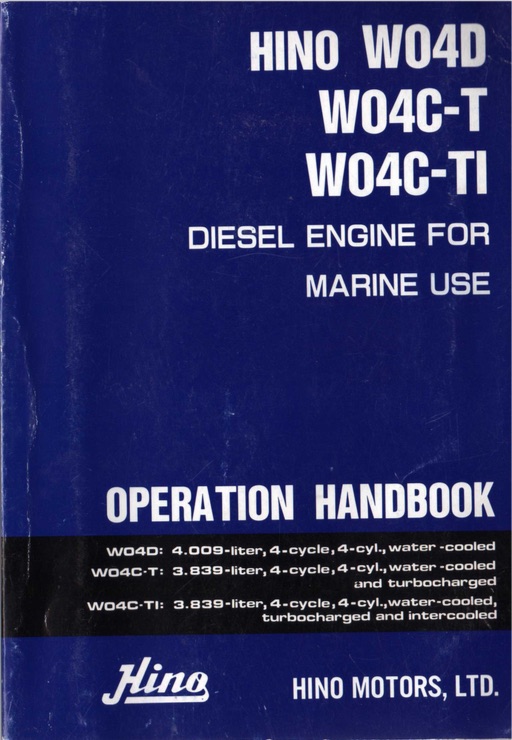 download Hino W04D W04C T W04C TI Marine Engine workshop manual