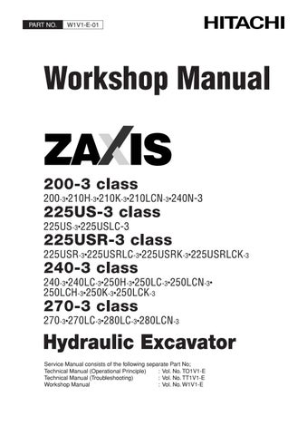 download Hitachi Zaxis 200 225US 225USR 230 270 able workshop manual