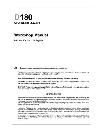 download Holland D180 Crawler Dozer able workshop manual