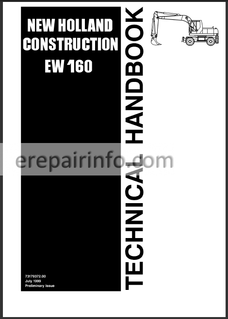 download Holland EW160 Wheeled Excavator able workshop manual