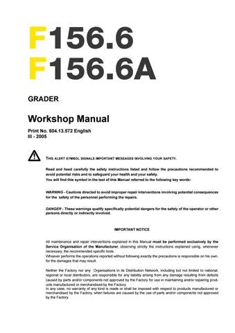 download Holland F156.6 F156.6A GRADER able workshop manual
