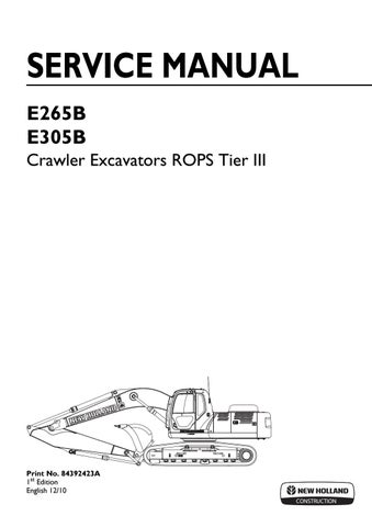 download Holland Kobelco E265B Crawler Excavator able workshop manual