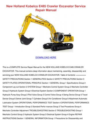 download Holland Kobelco E485 Crawler Excavator able workshop manual