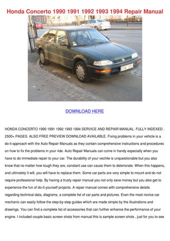 download Honda Concerto 90 91 92 93 94 able workshop manual