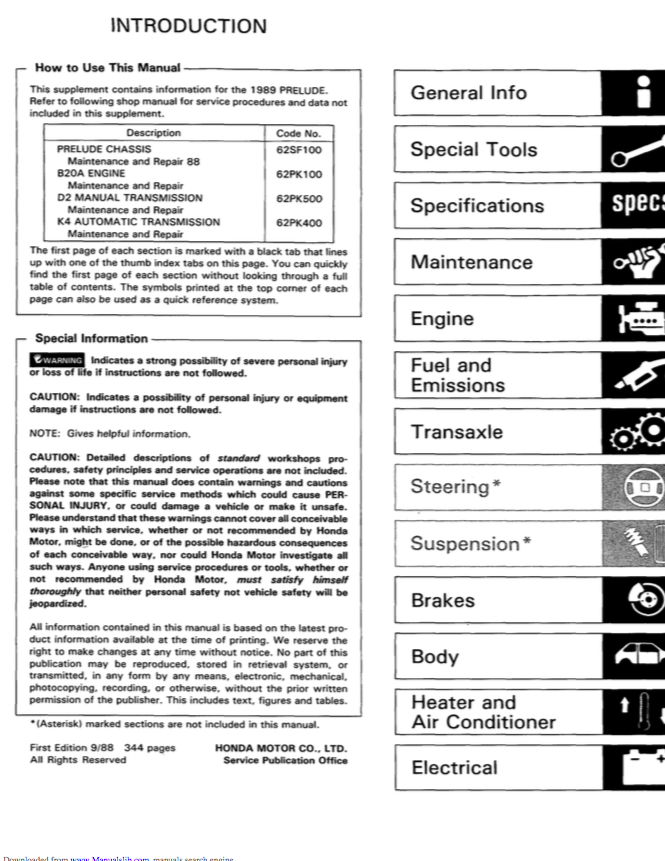 download Honda Prelude workshop manual