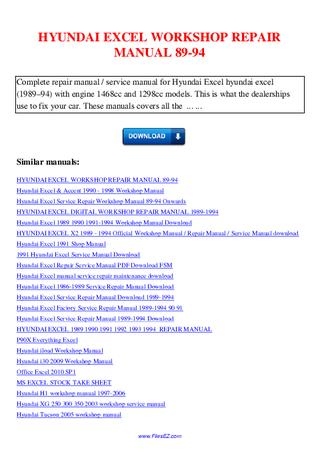 download Hyundai Excel 89 94 workshop manual