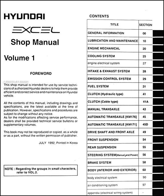 download Hyundai Excel workshop manual