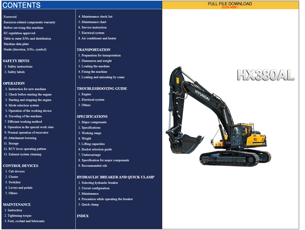 download Hyundai R170W 7 Wheel Excavator able workshop manual