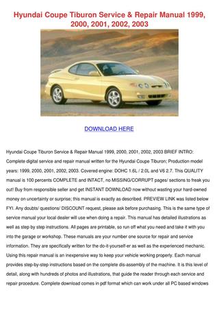 download Hyundai Tiburon workshop manual