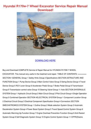 download Hyundai Wheel Excavator R170W 7 able workshop manual