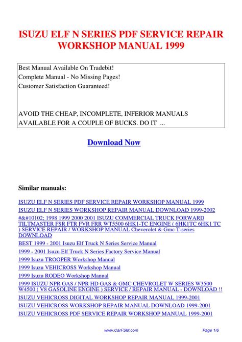 download ISUZU ELF N Series    10102; workshop manual