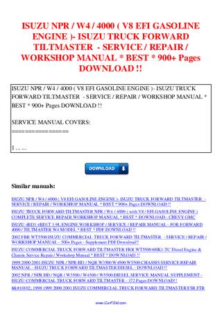 download ISUZU FORWARD 4000 W4 Engine workshop manual