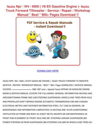 download ISUZU FORWARD 4000 W4 Engine workshop manual