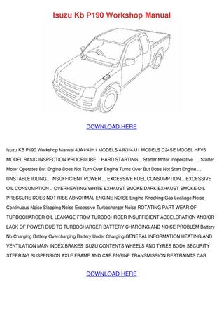 download ISUZU KB P190 MY workshop manual