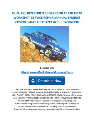 download ISUZU KB TF140 workshop manual