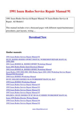 download ISUZU TF 4JA1 4JHI Engine workshop manual