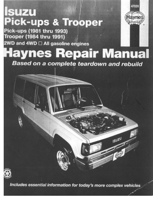 download ISUZU TROOPER 93 98 able workshop manual