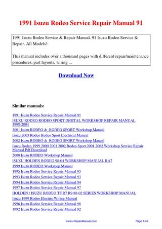 download ISUZU TROOPER UX 270+ workshop manual