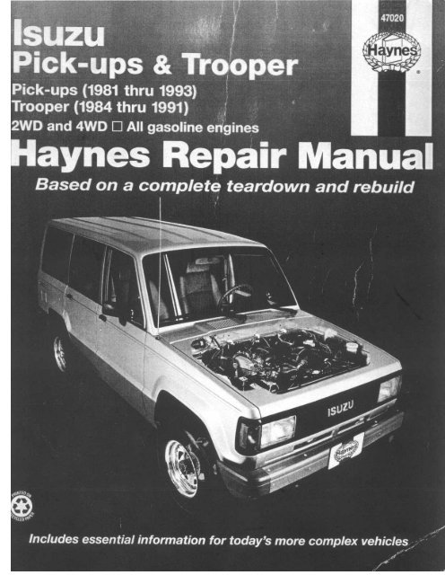 download ISUZU TROOPER workshop manual