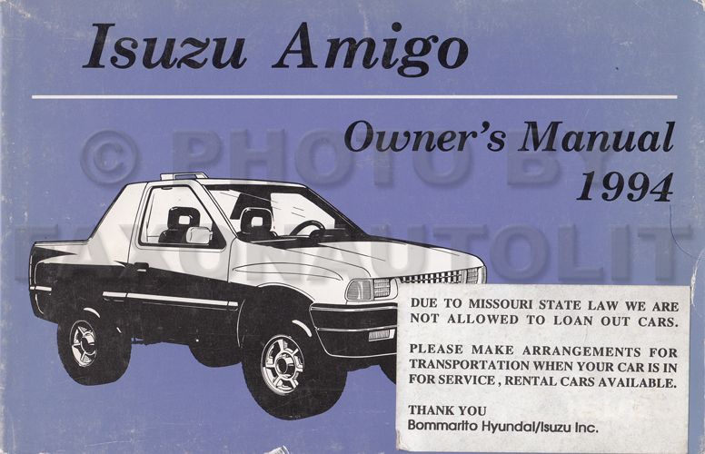 download Isuzu Amigo workshop manual